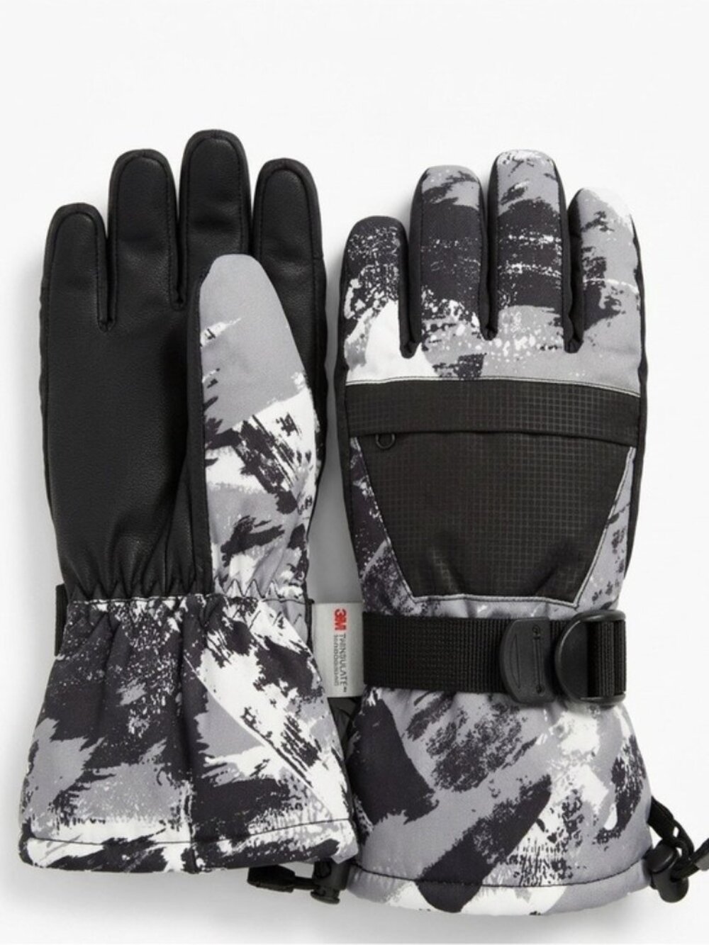 NEW 3M Thinsulate Women’s Ski Gloves Black White Size Small Adjustable Wrist